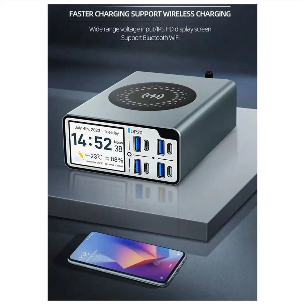 [ABPO] DP20 Smart Fast Charge USB Multi-Porta Ricarica wireless Notebook per telefono cellulare Protocollo PD3.0 Ricarica QC4.0 con spina europea