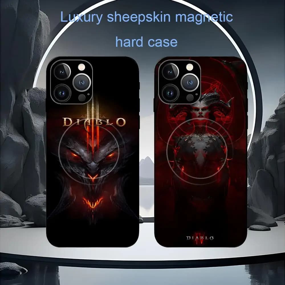 Popolare Diablo 4 Gioco Custodia per telefono cool per iPhone 16 15 14 13 12 11 Plus Pro Max Pelle di pecora Magsafe di lusso di fascia alta