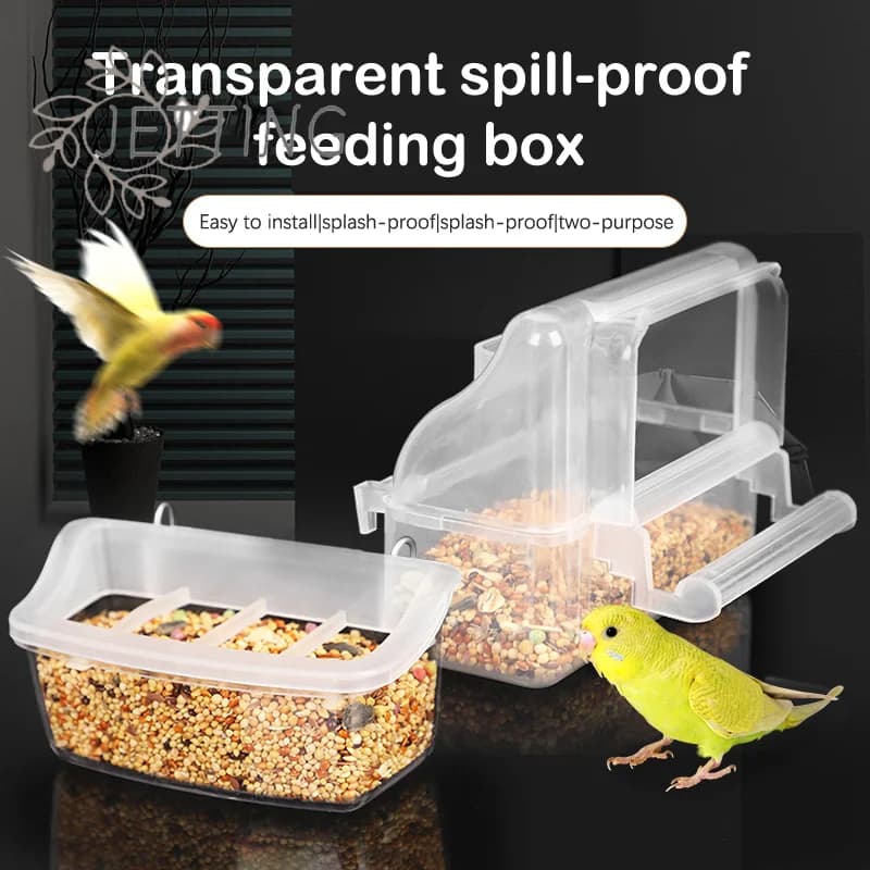 (SMTGDP11) Mangiatoia a gabbia di grande capacità, abbeveratoio per pappagalli, ciotola per acqua per uccelli, contenitore in plastica per alimenti per animali domestici