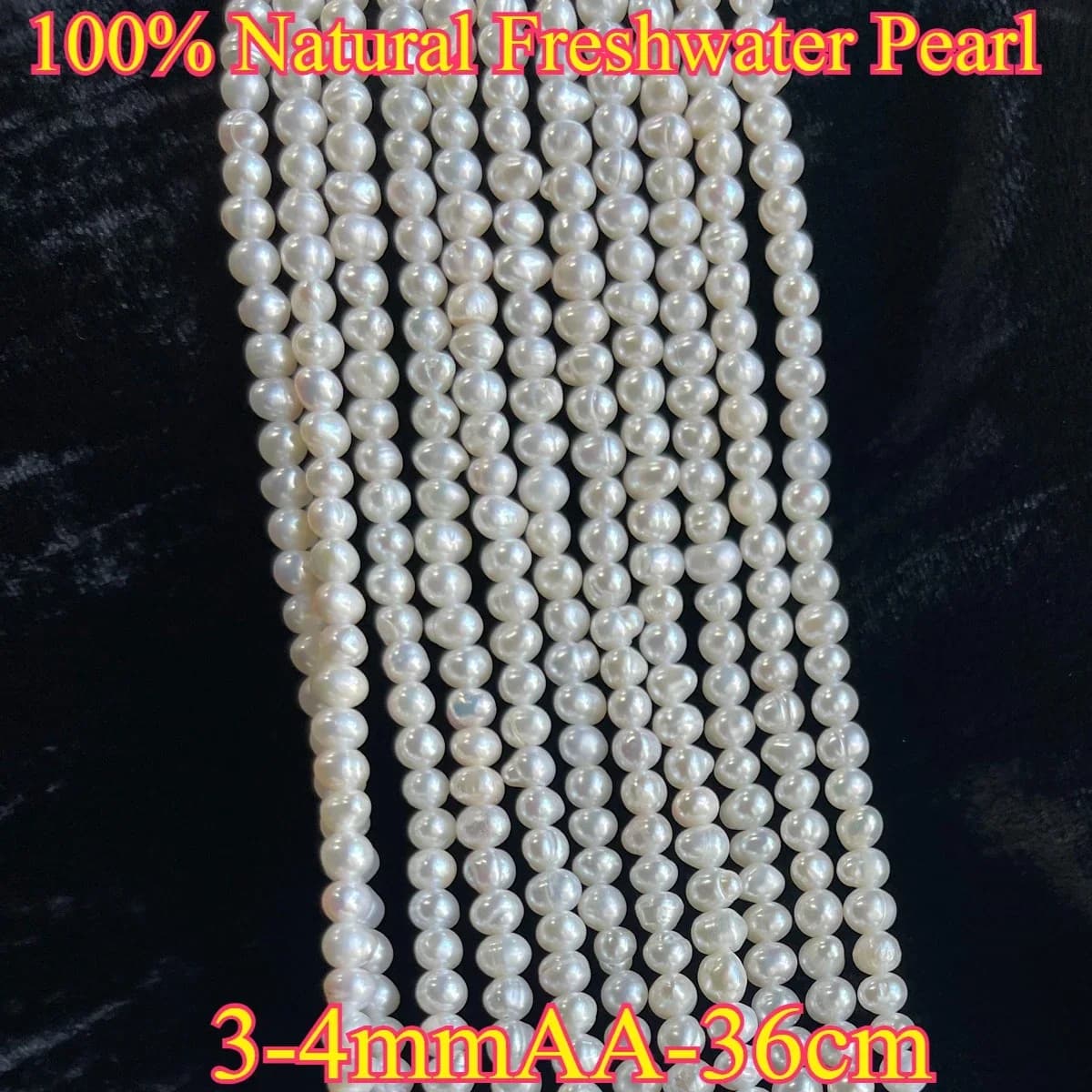 Perle Naturali d'Acqua Dolce Bianche, Piccole e Quasi Rotonde, 3-4mm, per Creazione di Gioielli Fai-da-Te, Collane e Bracciali, Vendita all'Ingrosso