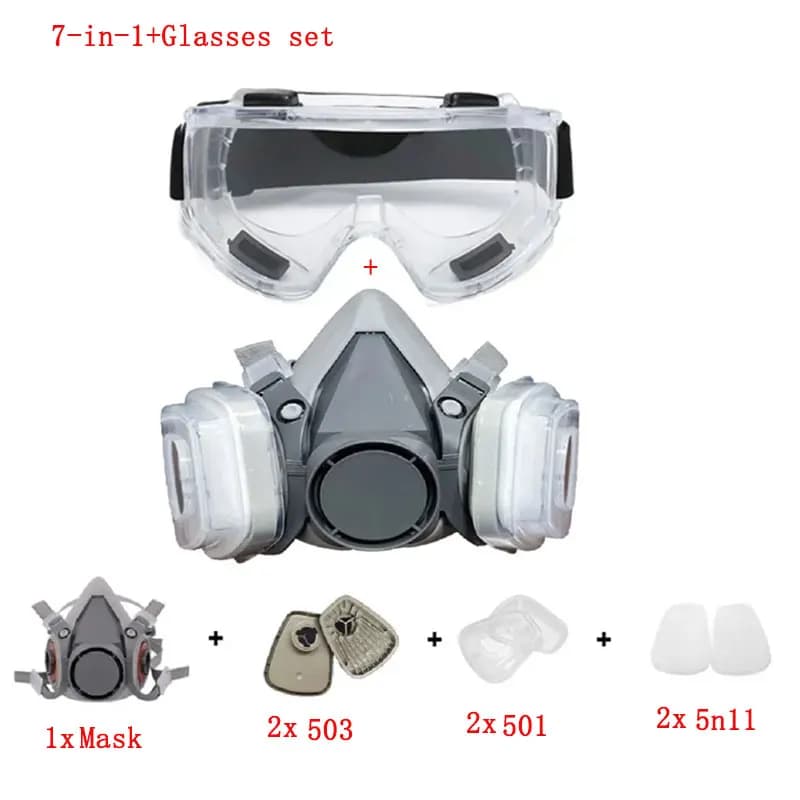 6200 Maschera antigas antipolvere Mezza faccia con filtri antiparticelle 5N11 Set di occhiali per lavori industriali Polvere Vernice Spray Decorazione Rettifica