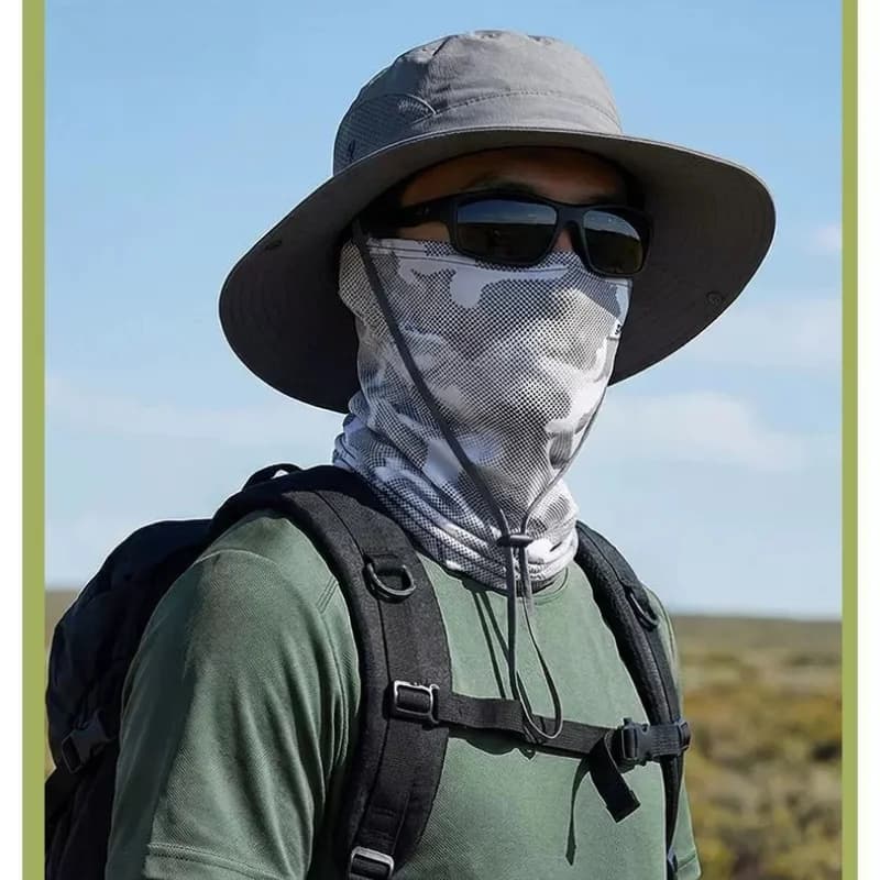 Camouflage Sun Protection Mask For Men Ice Silk Loose Breathable Outdoor Cycling Fishing UV Protection Face Cover