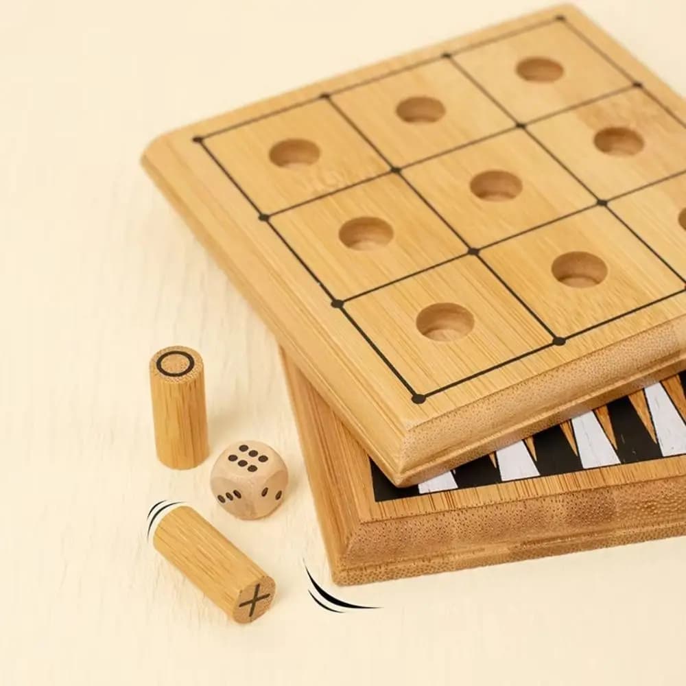 Mini Scacchiera in Legno, Gioco Educativo Portatile, Backgammon e Dama per Migliorare l'Intelligenza