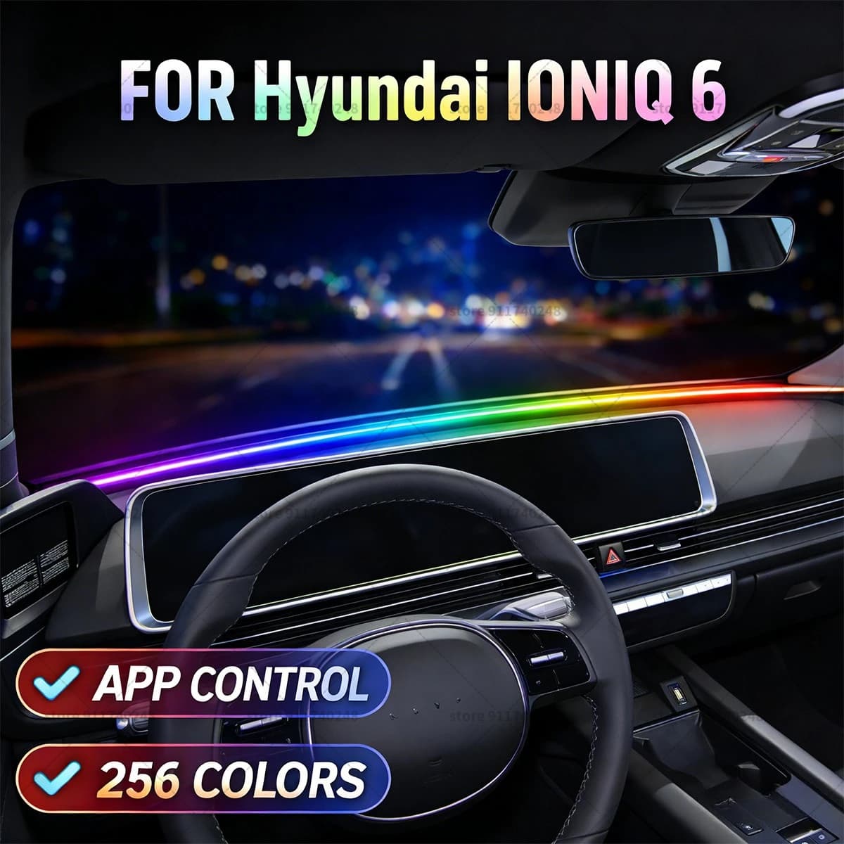 Striscia luminosa decorativa per auto Hyundai IONIQ 6, striscia insonorizzante colorata in acrilico per parabrezza anteriore, luce ambientale