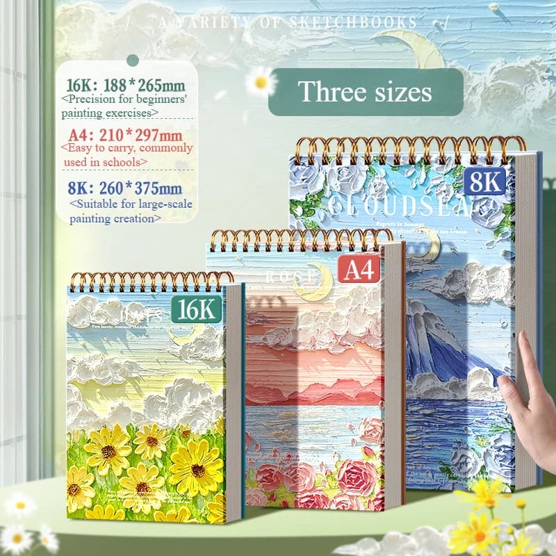 A4/16K Sketchbooks Rubbing-resistant and Durable in Various Sizes for Artistic Creation Teaching Exercises Design Drawing