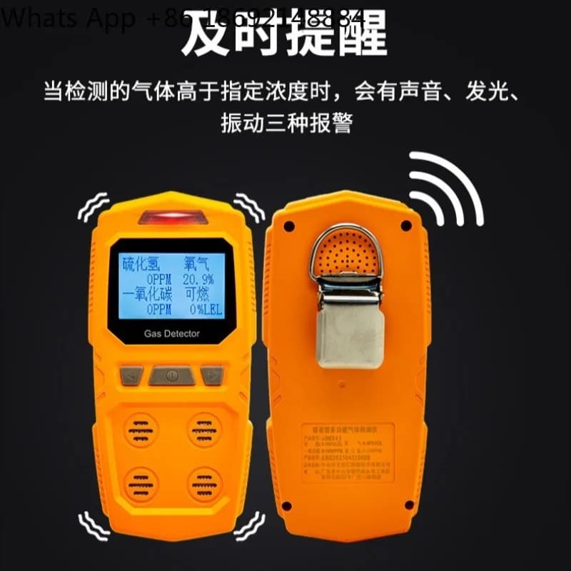 Portable 4-in-1 Gas Detector for Toxic Harmful Combustible Hydrogen Sulfide Carbon Monoxide Detection