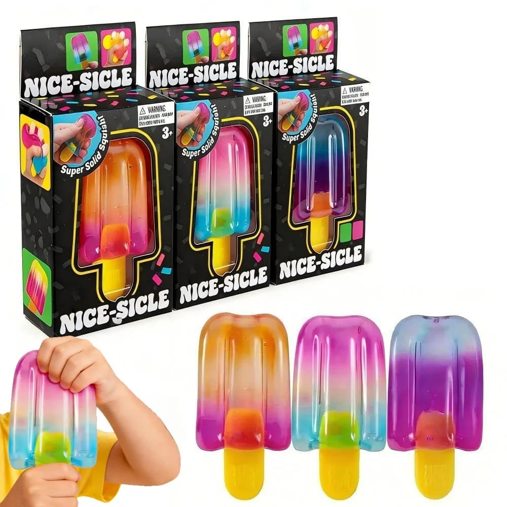1/3 pz. Giocattolo Squishy a Forma di Gelato, Simpatico Cubo Sensoriale Antistress Portatile per Ufficio, Casa e Relax Quotidiano