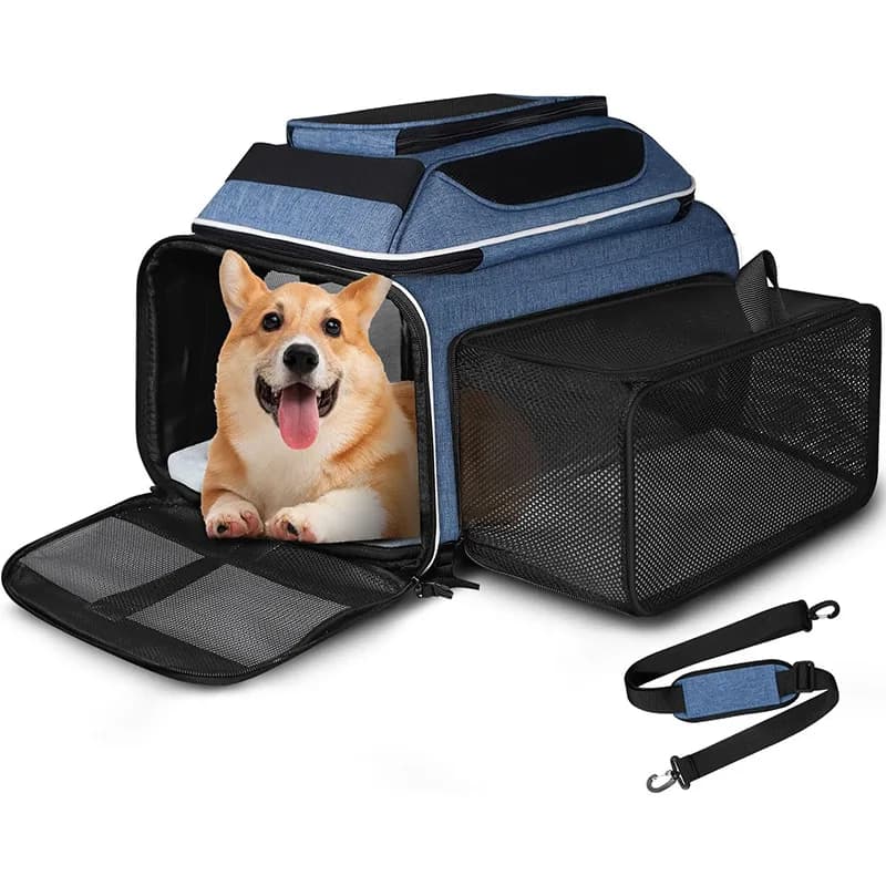 Trasportini per animali domestici all'ingrosso Trasportini per animali domestici approvati dalla compagnia aerea Borsa per gatti espandibile Gabbia pieghevole per cani gatto