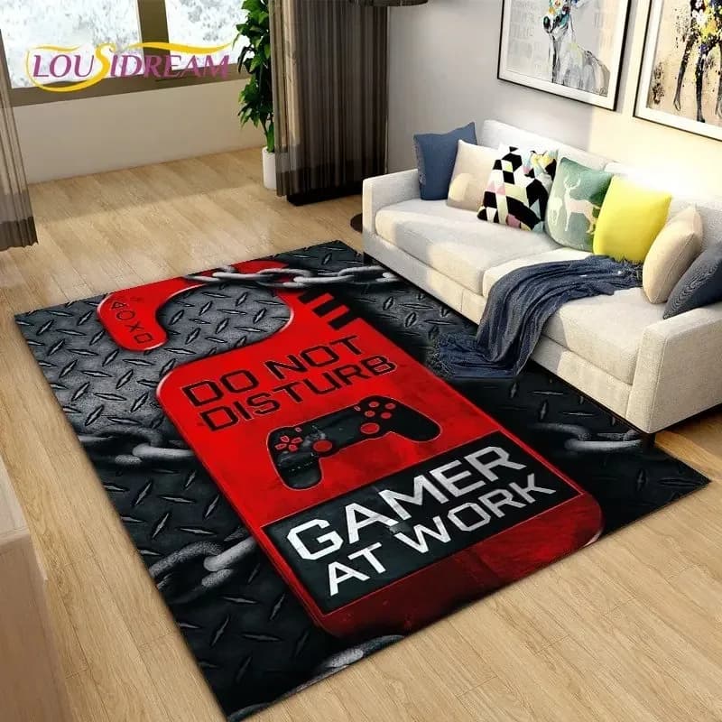 3D Cartoon Game Gamer Zone Controller Area Rug,Carpet Rug for Living Room Bedroom Sofa Decoration,Child Play Non-slip Floor Mat