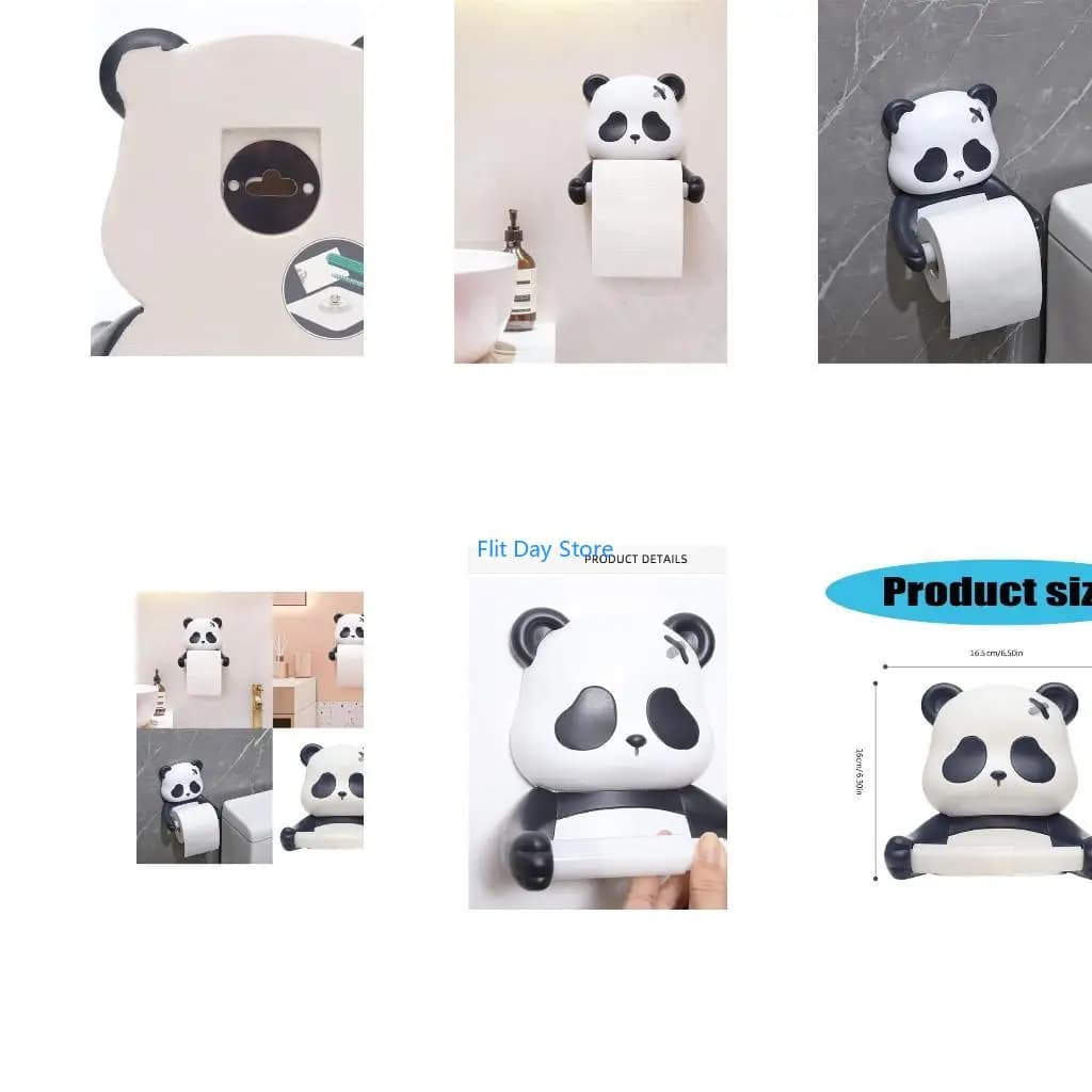 F92C Wall Mounted Panda Toilet Roll Holder Toilet Paper Rack for Fun Bathroom Decors