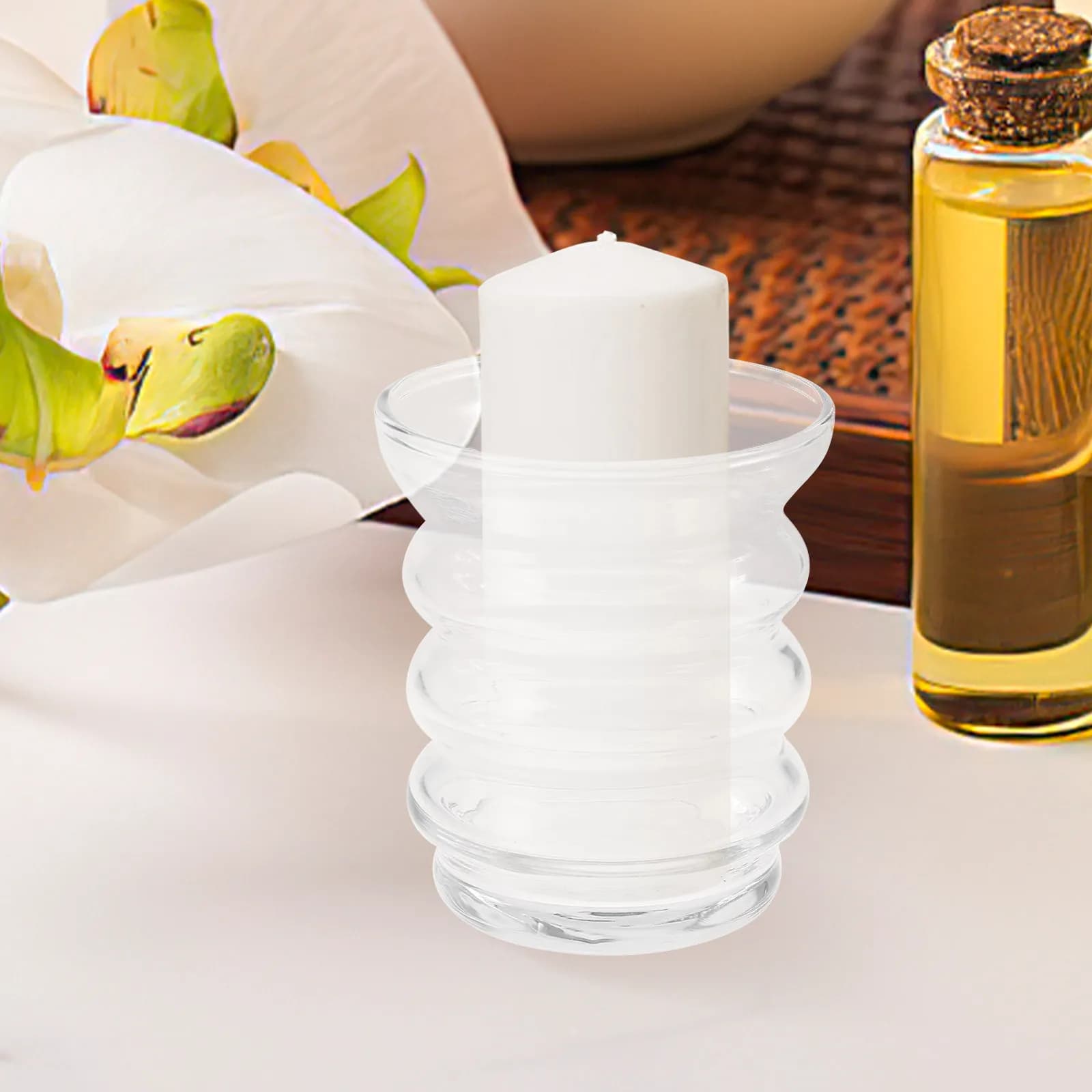 Portacandele in vetro da 4 pezzi, decorazioni trasparenti per matrimoni, feste, casa, romantico barattolo per aromaterapia