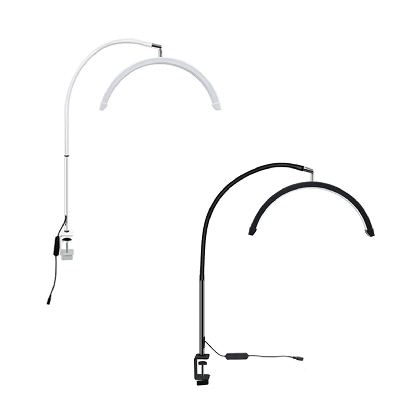 Lampada LED a Mezzaluna da 16 Pollici con Morsetto da Tavolo, Luce di Riempimento 20W per Unghie/Ciglia, Rotazione a 360° ° Lampada a Mezzaluna Orientabile con Morsetto
