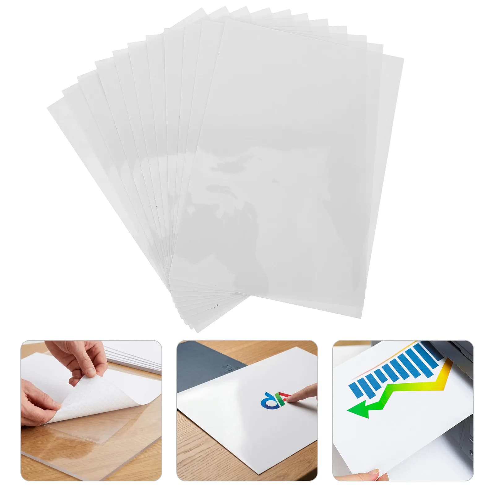 10Pcs Waterproof Inkjet Transparency Film Self Adhesive Clear Film for Printer Screen Printing Labels Projector Award Plaques