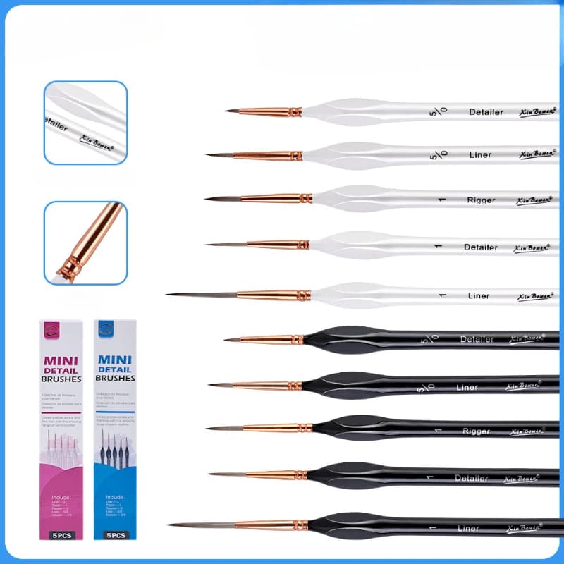 5Pcs Detail Paint Brushes, Professional Fine Tip Paint Brush, for Acrylic Watercolor Oil Numbers Painting Models Detailing