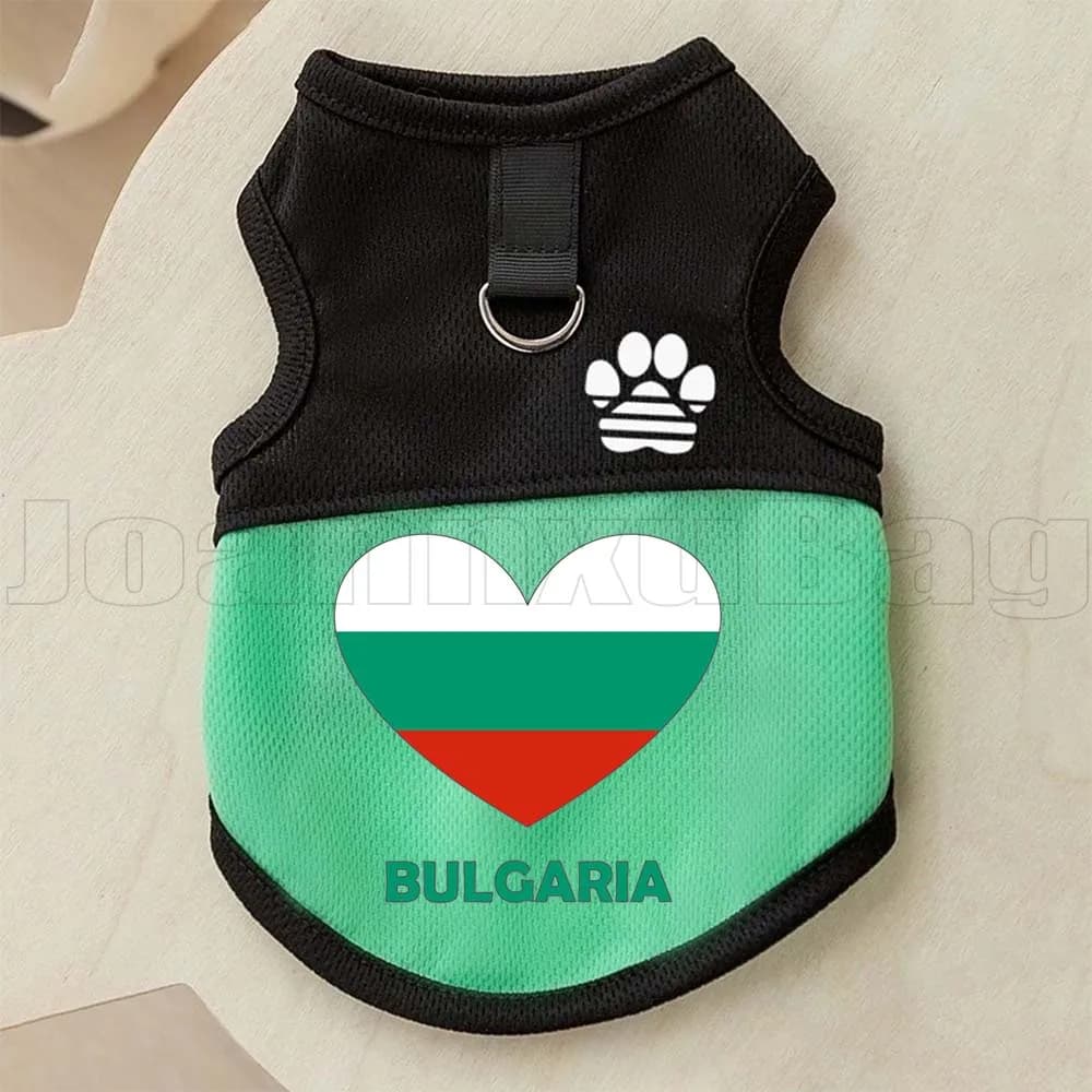 Pettorina per Animali Domestici con Bandiera a Cuore della Bulgaria, con Anello a D per Guinzaglio, Gilet Traspirante in Rete per Cuccioli e Gattini, Adorabile per Cani e Gatti da Esterno