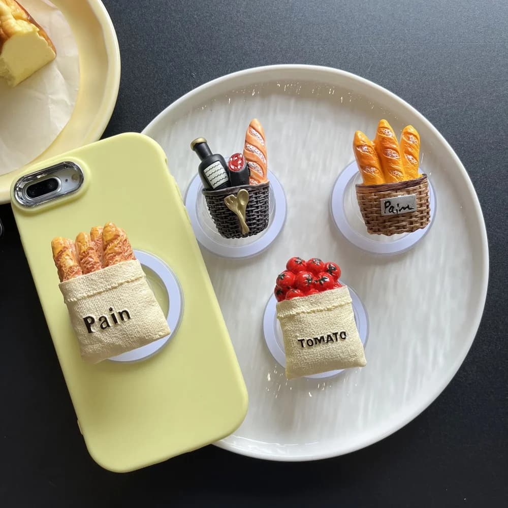 Simulazione Cibo Magneti Creativo Resina Pane Pomodoro Per Magsafe Telefono Magnetico Griptok Supporto Per iPhone Divertente Supporto Pieghevole