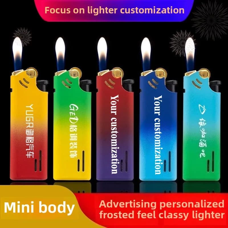 Windproof inflatable lighter laser engraving color printing customized advertising LOGO text wholesale for you