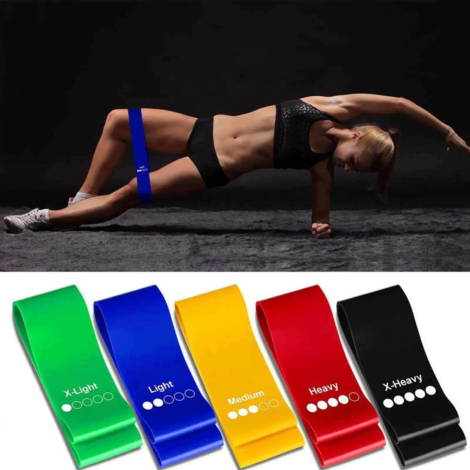 5 pz/set Elastici per resistenza allo yoga Fasce elastiche per bodybuilding Pilates Esercizio Fasce per allenamento Cintura espansore Attrezzature per il fitness