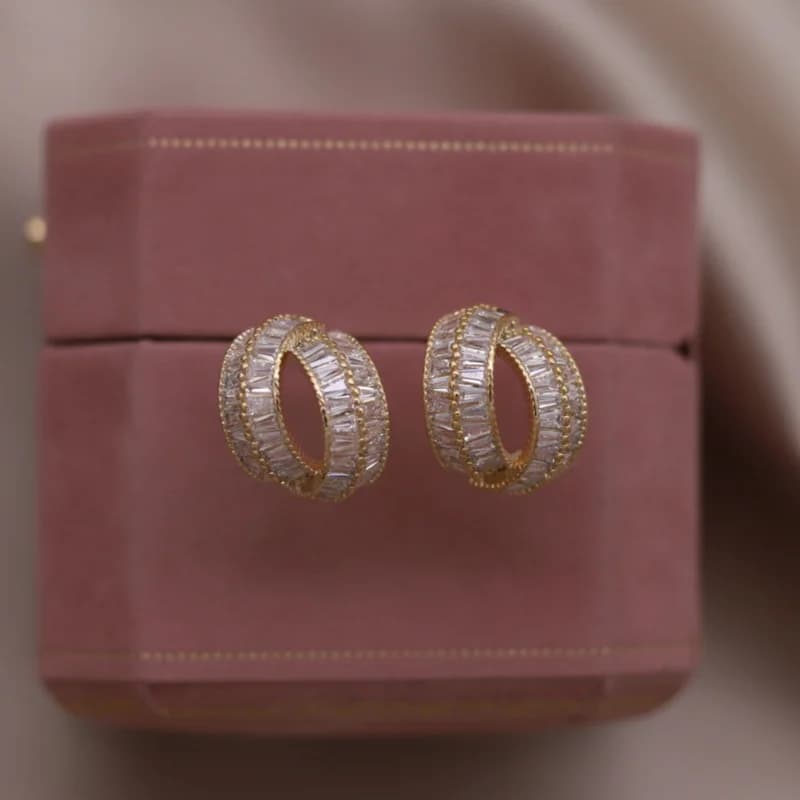 Corea del Sud nuovo design gioielli di moda 14K placcato oro orecchini croce zircone di lusso eleganti accessori per feste da sera da donna