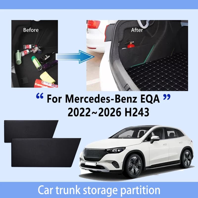 Accessori auto Per Mercedes-Benz EQA H243 2022 ~ 2026 Bagagliaio Partizione di Stoccaggio Multifunzione di Stoccaggio Auto Parti Interni organizzatore