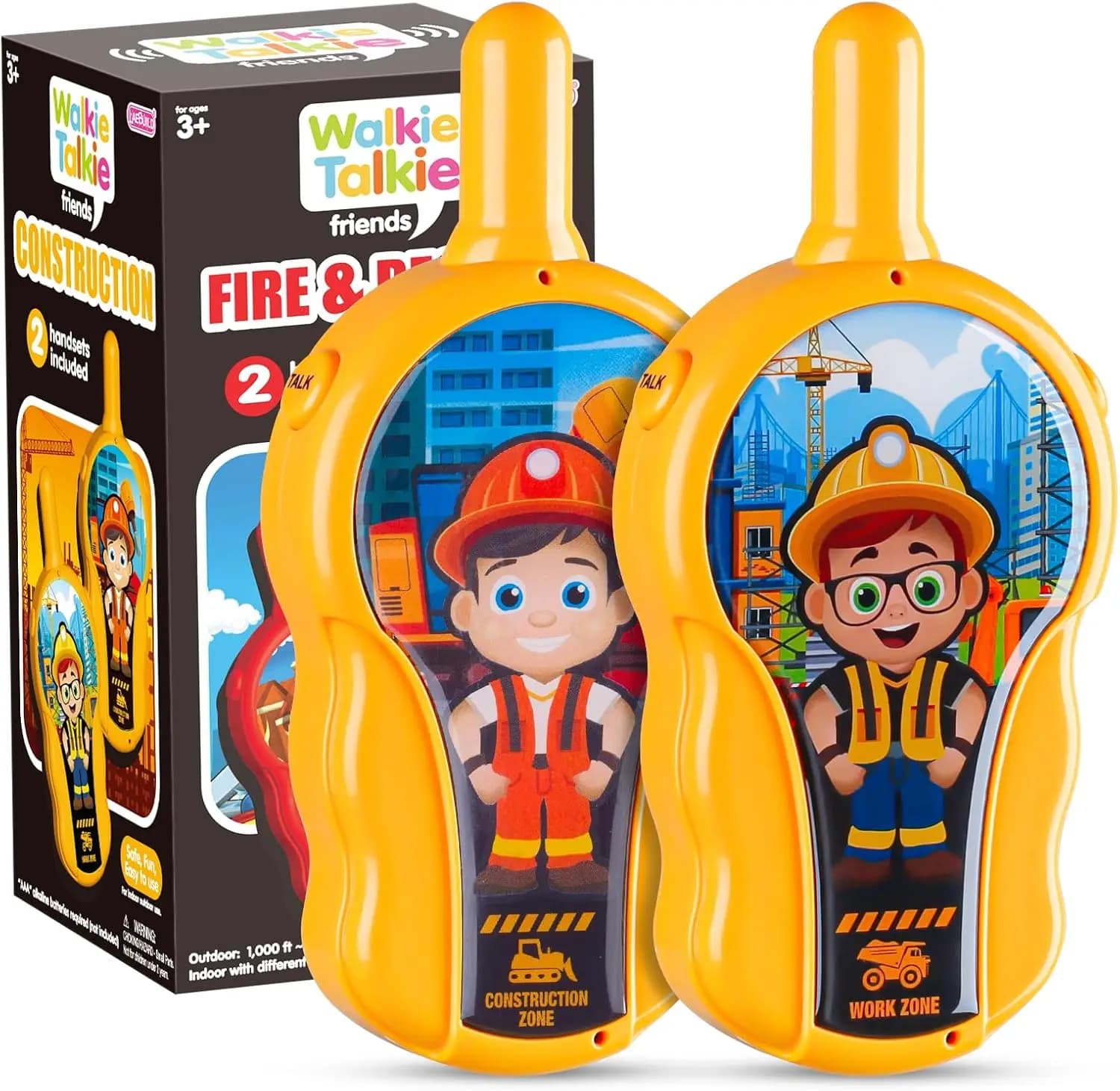 Set di 2 Walkie Talkie da Costruzione, Giocattoli per Campeggio all'Aperto per Bambini dai 2 ai 7 Anni, Regali di Compleanno Perfetti