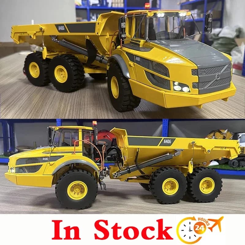 Modello in metallo per camion articolato idraulico Double E A40G 1/16 RC con sistema audio e luminoso RTR autocarro con cassone ribaltabile Boy RC Car Toy