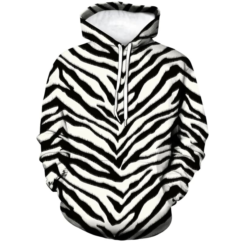 Felpa con cappuccio grafica con stampa 3D leopardata zebrata moda uomo streetwear felpa a maniche lunghe pullover casual per l'autunno