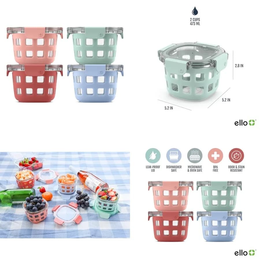 Duraglass Glass Meal Prep Sets Leak-Proof Glass Food Storage Containers with Airtight BPA-Free Plastic Lids, Dishwasher, Microw