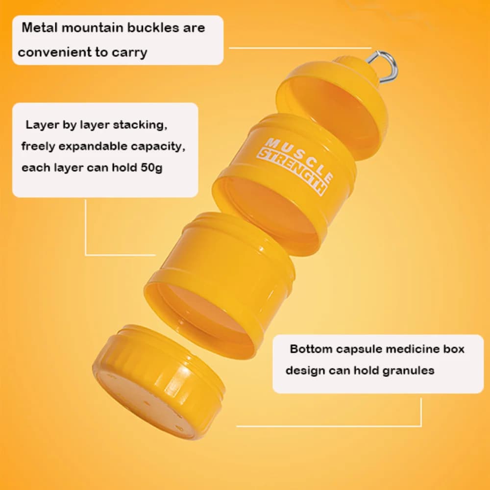 1/2/3 layer powder plastic box Layered storage with medicine box with mountaineering buckle Can for durable portable snack