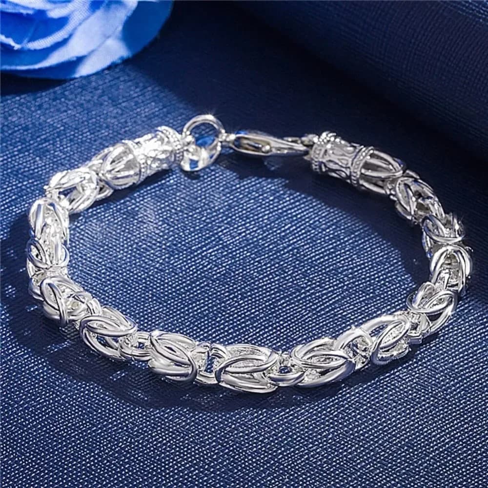 Bracciale a catena intrecciata squisita in argento 925, alla moda, con ciondolo, per uomo e donna, solido, per matrimonio, modelli semplici e graziosi, gioielli