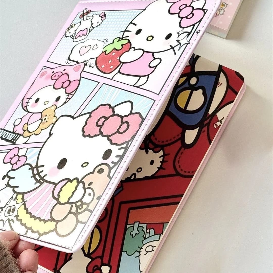 2026 Cute Sanrio HelloKitty A5 Leather Notebook Thick Color Pages Kawaii Anime Cartoon Student Journal Holiday Gifts Toys