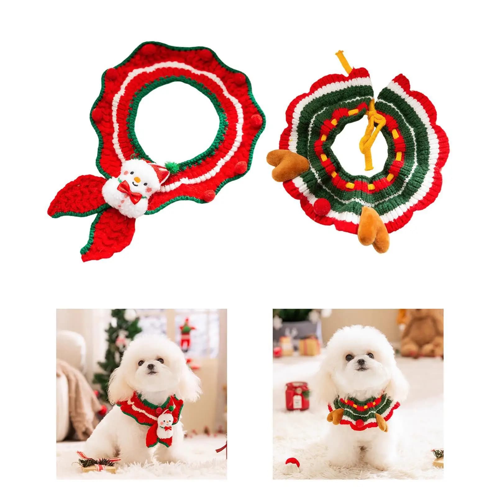 Collare per gatti lavorato a maglia Decorazione festiva Vesti regolabile Accessorio per animali lavorato a maglia Animali domestici Sciarpa Collana per gattini Accessori per cani