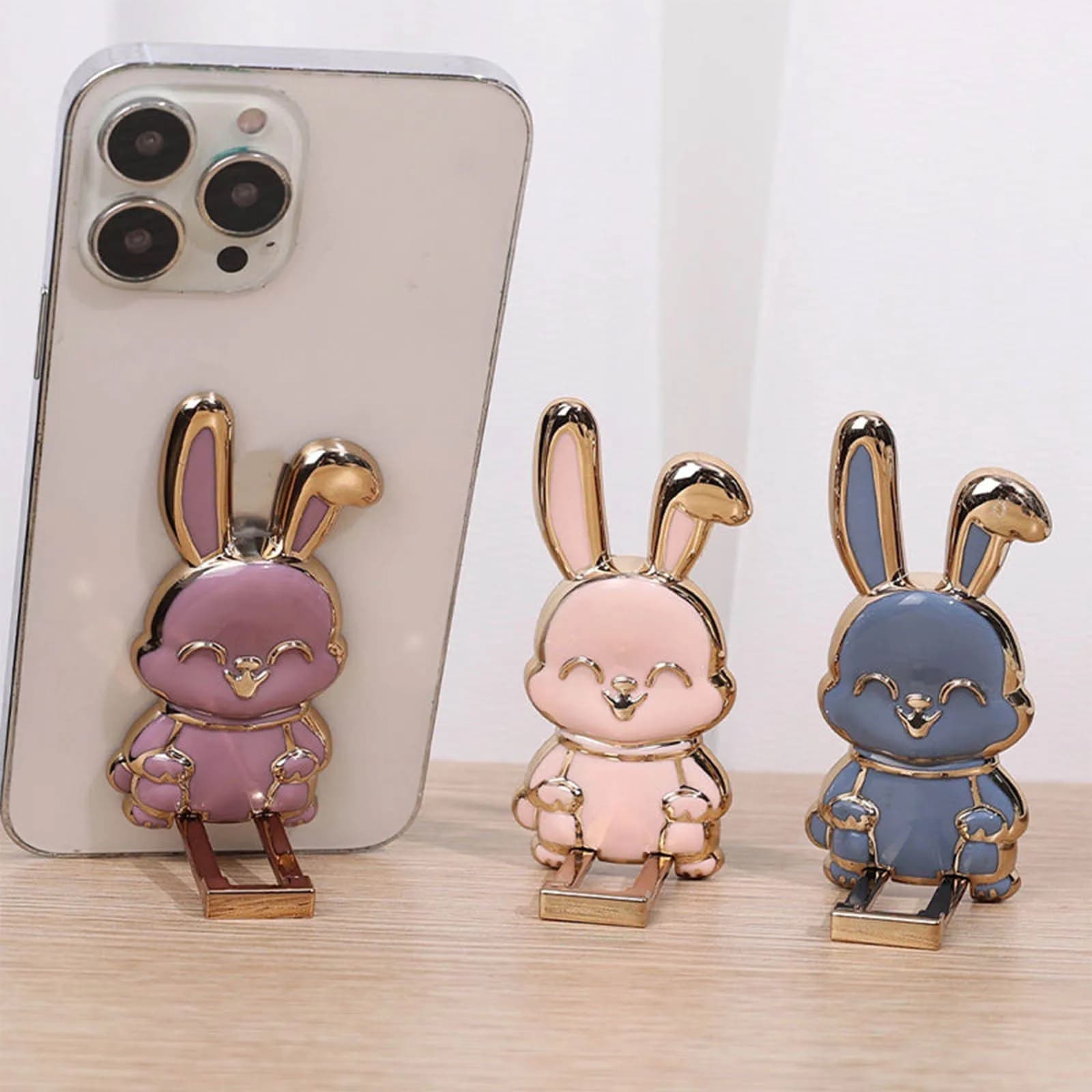 ‌Foldable Bunny Phone Stand Universal Portable Holder for All Mobile Phones Cute Desk Accessories Office Home Decor
