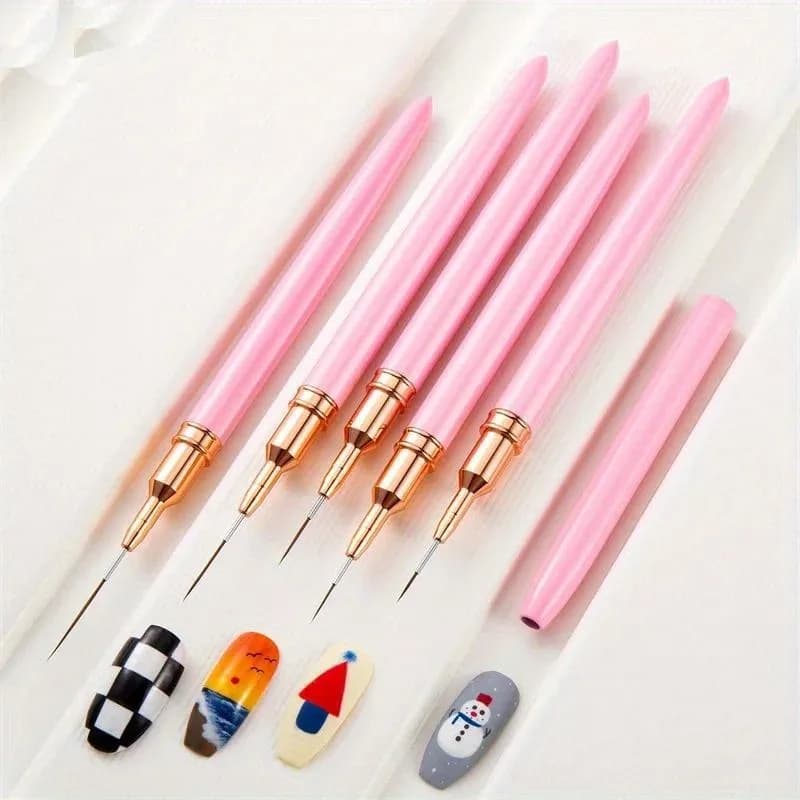 5 pezzi Pennello per nail art Fodere per nail art Pennelli per strisce Punte 3D Strisce di linea Penna da disegno fai da te Pennelli per pittura su gel UV