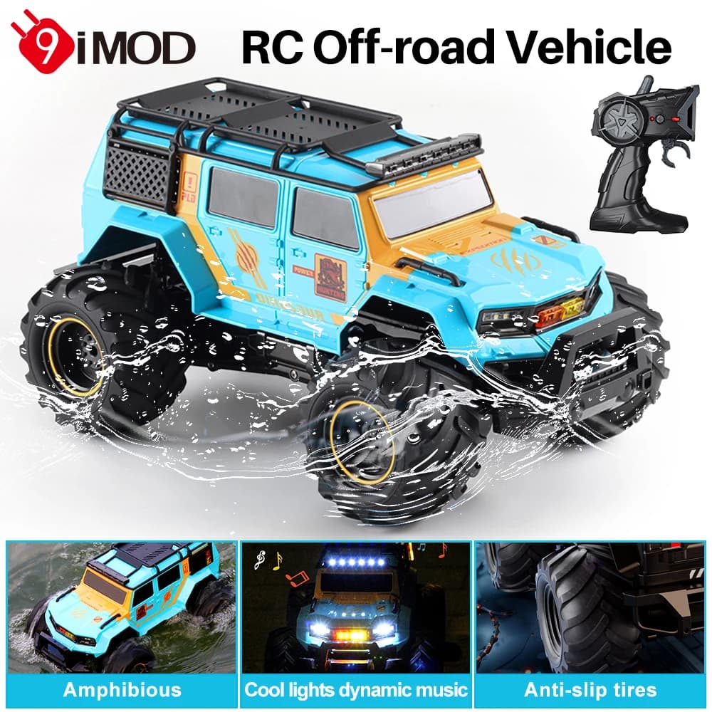 9IMOD 1/16 RC Auto Veicolo acrobatico anfibio 2.4G 4WD Auto della polizia Fuoristrada Musica