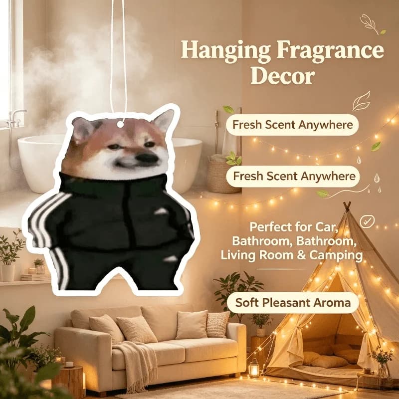 Car Air Freshener Cool Dog In Sport Tracksuit Hanging Scent Card for Car Interior Decor Rearview Mirror Ornament Gift