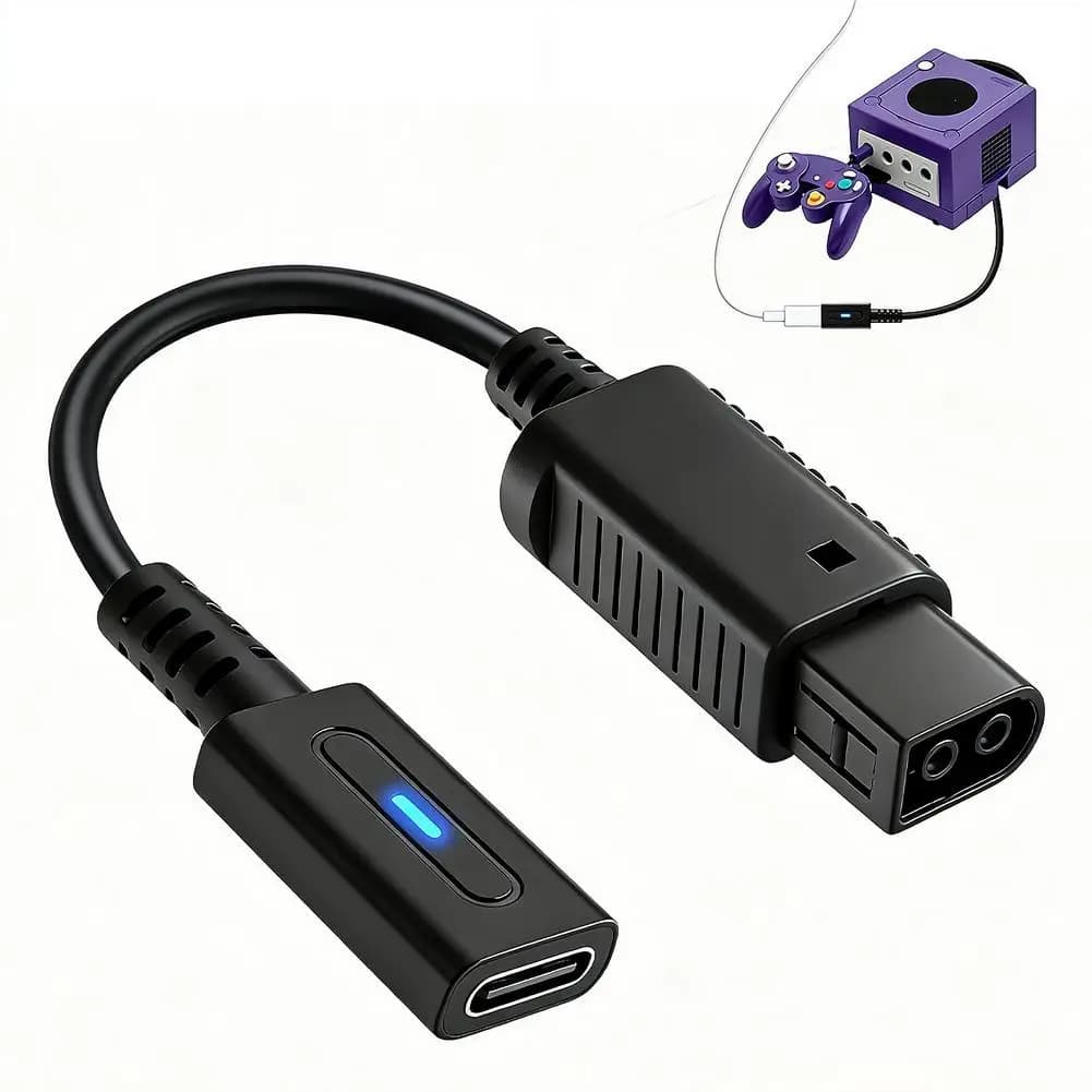 Cavo di Alimentazione USB C per GameCube (con Indicatore LED Blu) 12cm Tipo C 36W Cavo di Ricarica PD