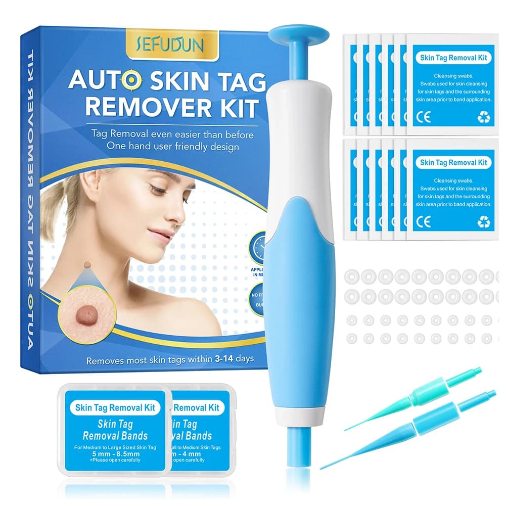 Skin labels 2 in 1 automatic removal kit for small 1-4mm skin labels with detergent pads Skin care tool for home use