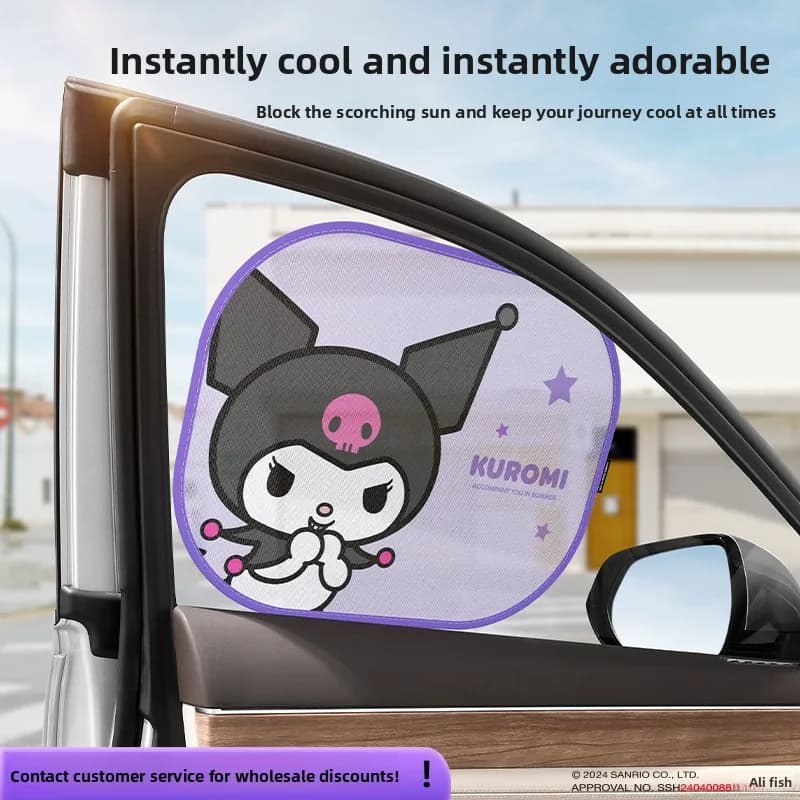 Parasole per Auto Sanrio Kuromi, Protezione UV, Tenda per Finestrino, Parasole per Lunotto Posteriore, Protezione Estiva