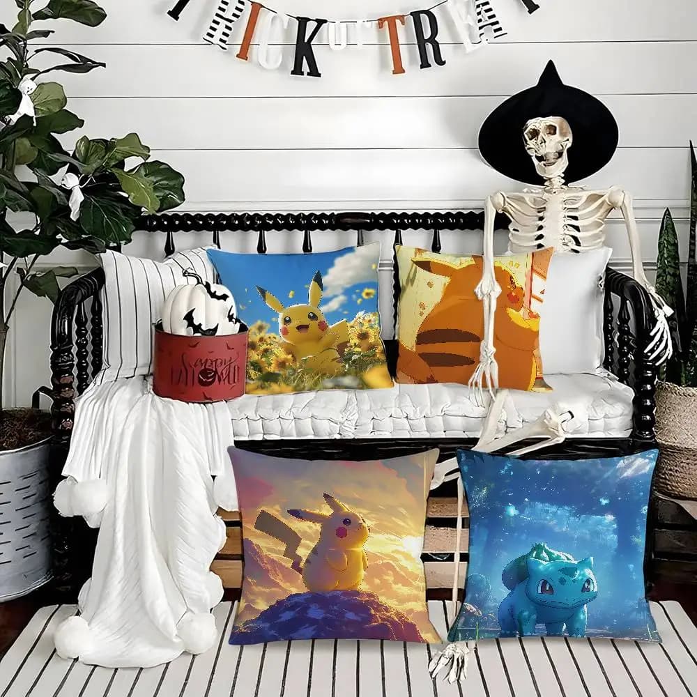 Pokemon Vaporeon Anime Plush Pillow Cover Soft Short Plush Cushion Cover For Sofa Bedroom Living Room Decor Gift