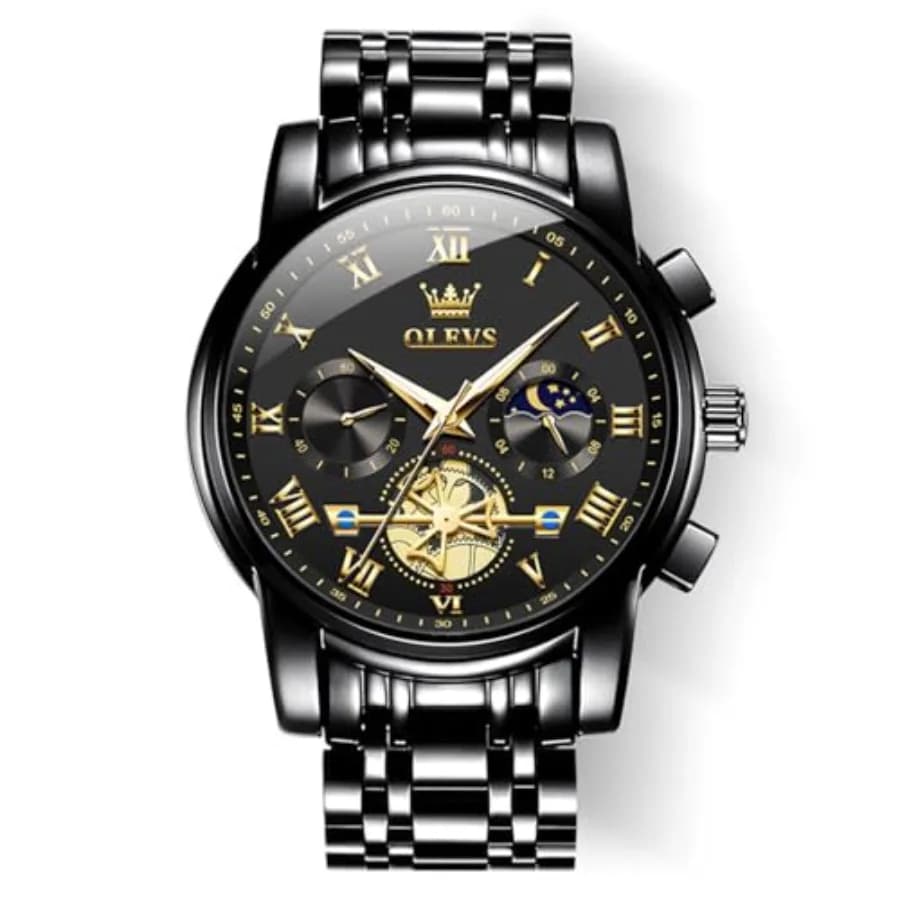 OLEVS Orologi da uomo Orologio da uomo di lusso impermeabile con quadrante grande Orologio da uomo analogico al quarzo in acciaio inossidabile Orologi eleganti da uomo luminosi multifunzione
