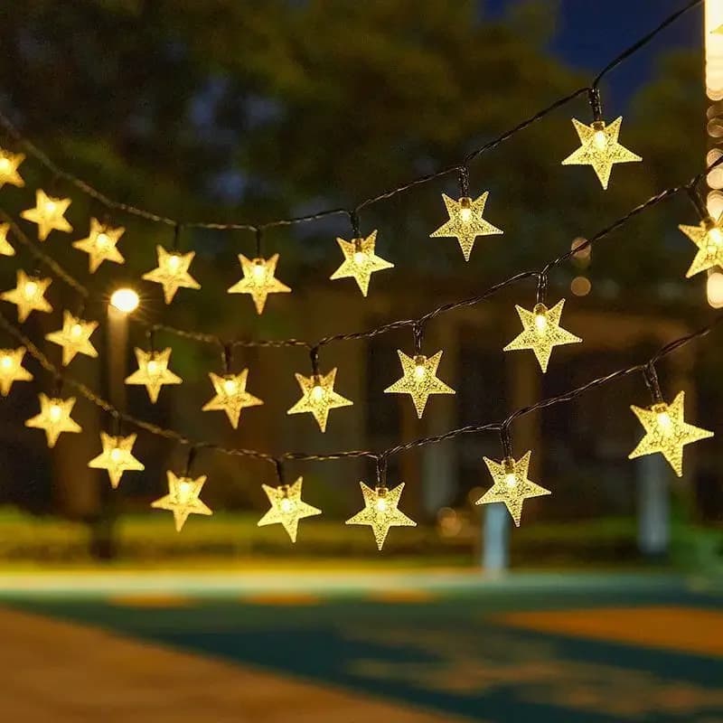 Luci Solari a Stella per Esterni in Varie Lunghezze, Illuminazione Decorativa a LED per Finestre di Casa, Decorazione d'Atmosfera per Festività