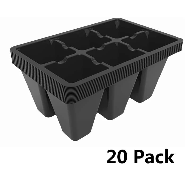 6 Cells Seed Starter Tray 20Pack, Plastic Seedling Starter Tray Seeds Germination Plant Flower Pots Home Garden Tools