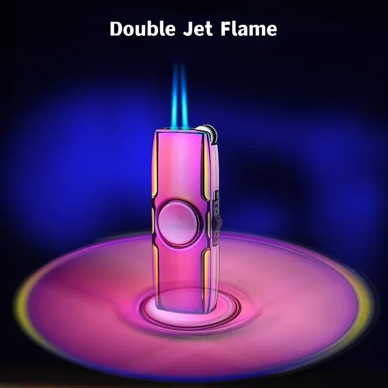 Nuovo metallo Fidget Spinner Gas diretto Accendino antivento Creativo rotante LED Luci colorate Accessori per fumatori