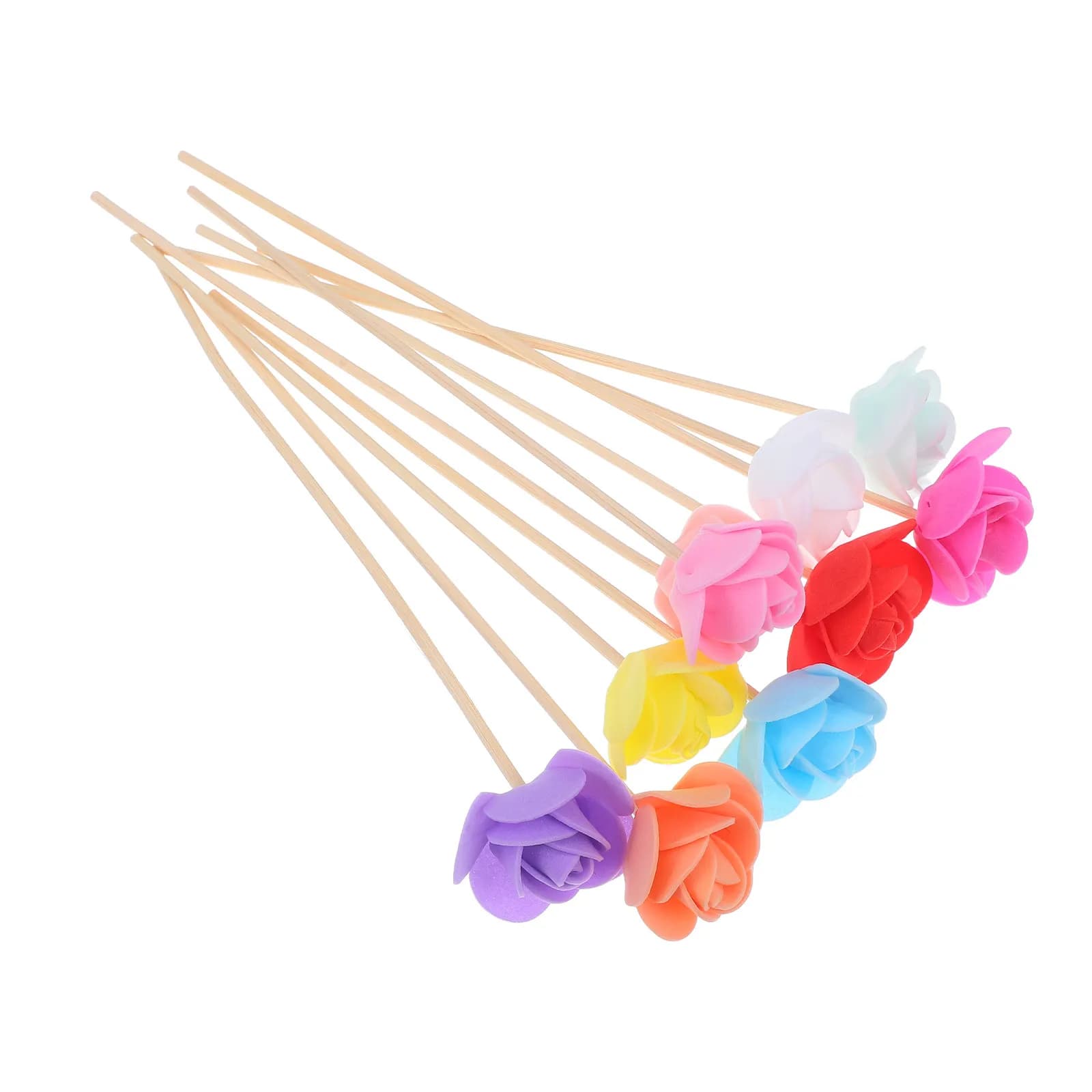 10 Pezzi Eleganti Bastoncini Diffusori in Legno con Fiori Secchi Realistici per Diffusori di Aromi, Fragranza per Ambienti, Casa, Ufficio, Decorazioni per Matrimoni