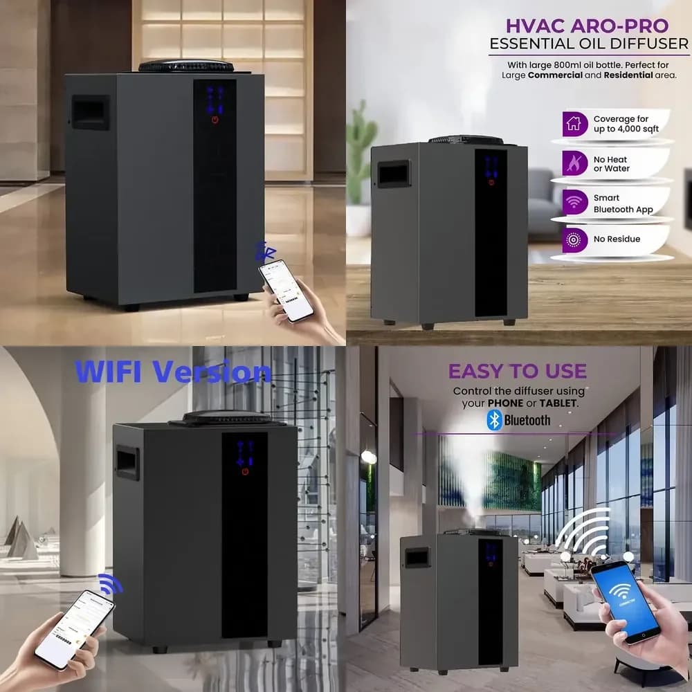 Popular Hotel 800ml Air System HVAC Aluminum Wall Mounted Scent Diffuser Machine Commercial Wifi Fragrance Oil Aroma Diffuser