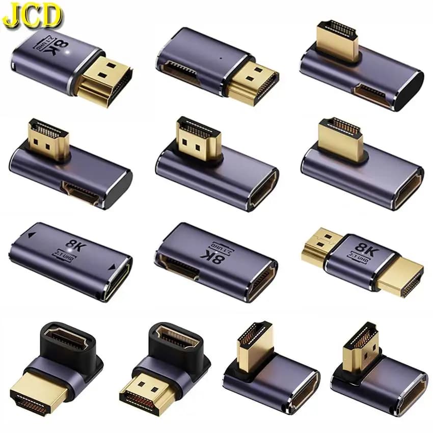 JCD 8K UHD2.1 HDMI-compatible Extender Adapter Plug 90 Degree Male To Female Converter For PS4 PS5 HDTV Computer Laptop Monitor