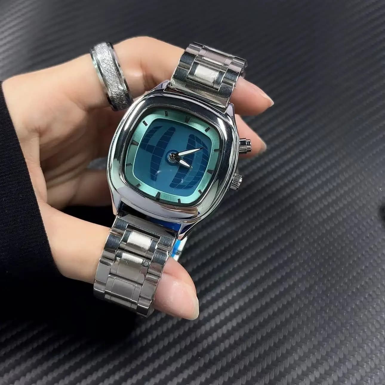 PAAZOMU Men's Quartz Watch Fashion Square Colorful Dial Waterproof Luminous Sport Man Clock Stainless Steel Strap Business Watch