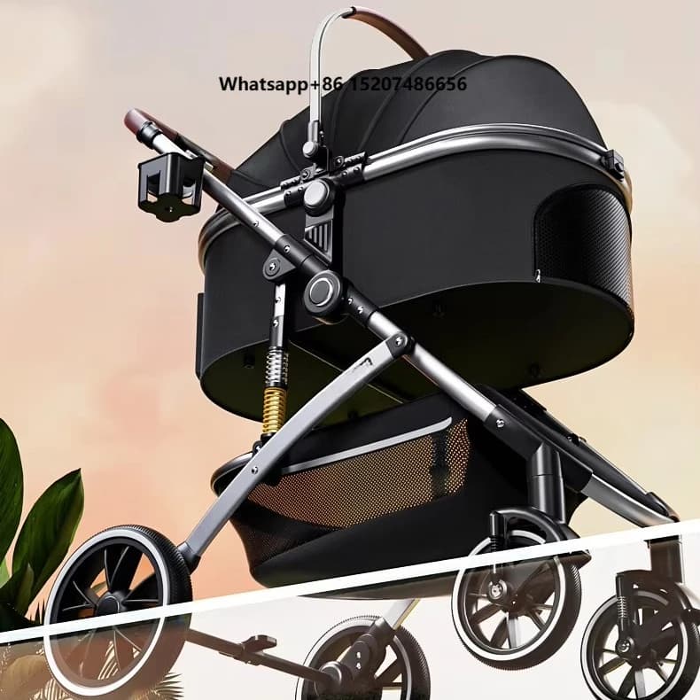 Small Foldable Pet Stroller with 4 Wheels Travel Carrier for Dogs Cats Aluminum Fabric Material for Car Rides Outdoor Ventures