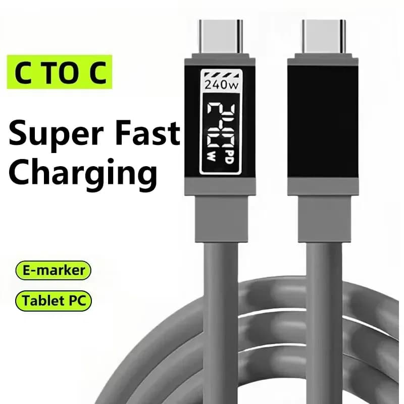 Cavo USB Type C PD da 240W per ricarica super rapida, cavo dati per iPhone Samsung Xiaomi, USB C a C, cavo per ricarica rapida.